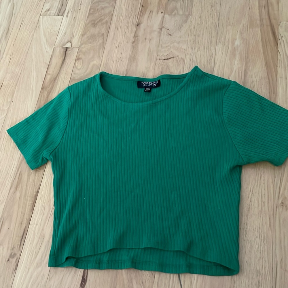 Topshop green cropped shirt size 4